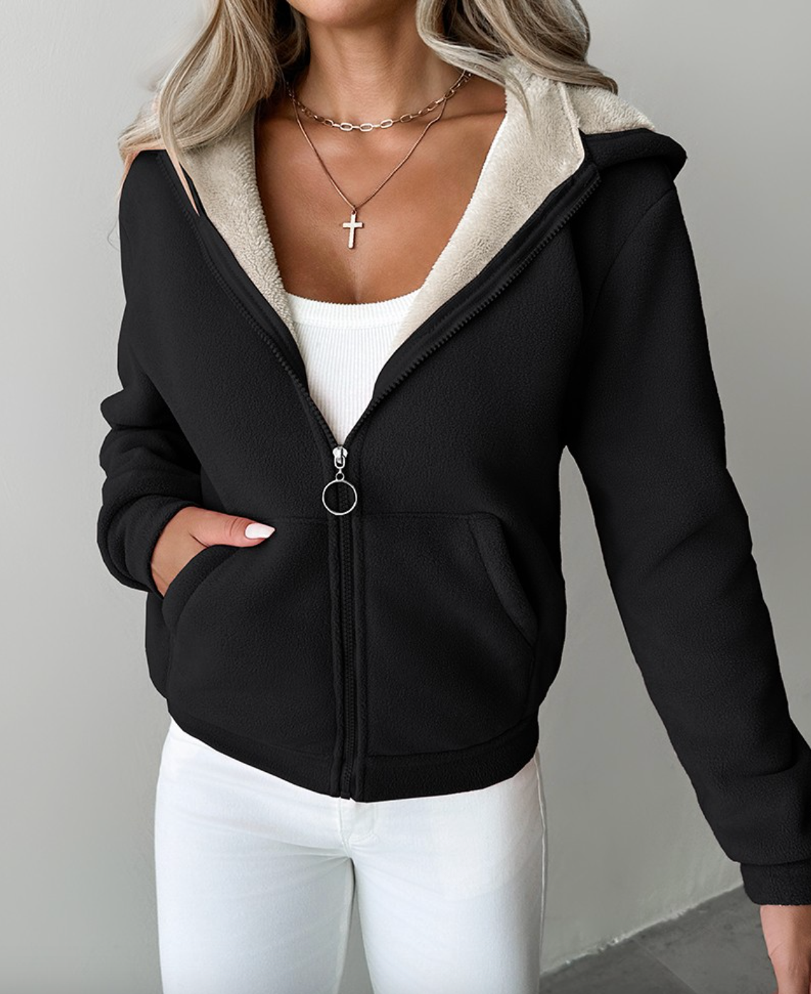 Noorje | Ciepła Fleece Hoodie z Kapturem