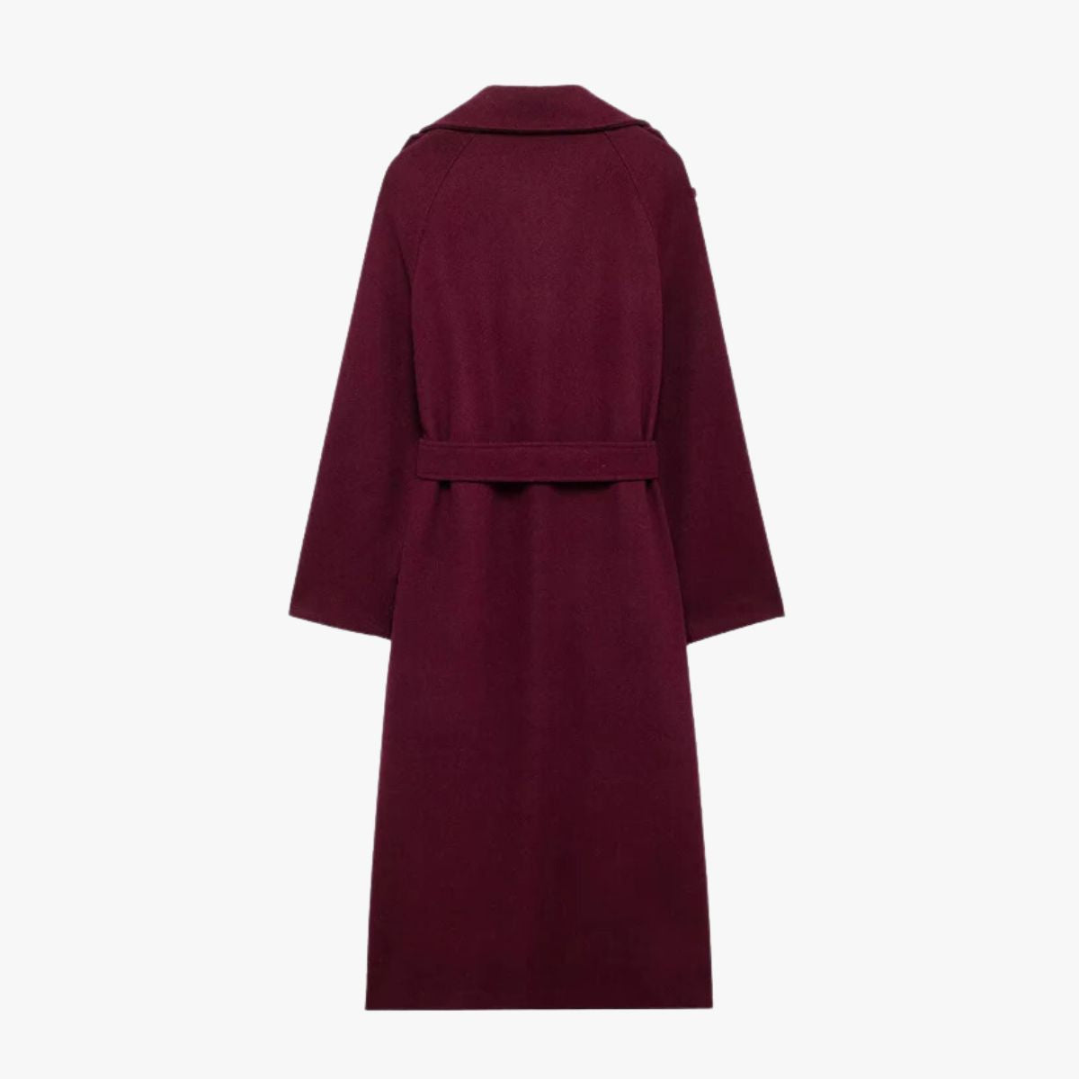 Quinty | Elegancki Trencz w Bordo z Paskiem