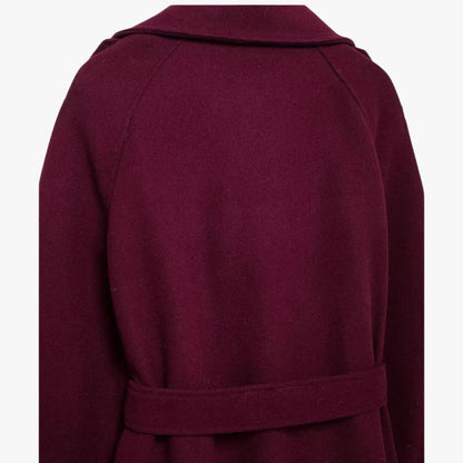 Quinty | Elegancki Trencz w Bordo z Paskiem