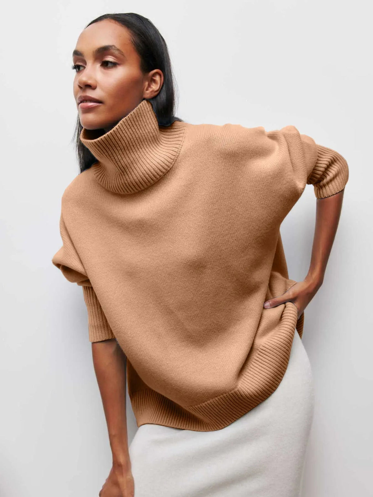 Xandra | Sweter z Długim Kołnierzem