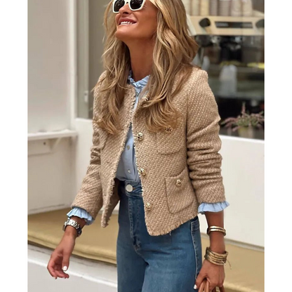 Damska Elegancka Tweedowa Marynarka Camille Rousseau