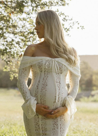 Damska Koronkowa Sukienka Maxi | Elegancka Biała Sukienka na Specjalne Okazje