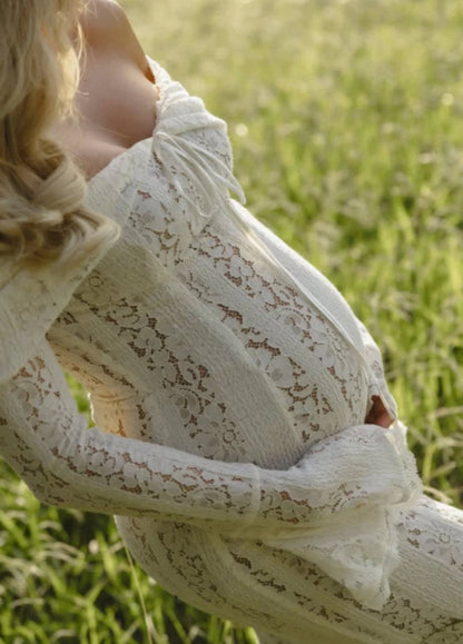 Damska Koronkowa Sukienka Maxi | Elegancka Biała Sukienka na Specjalne Okazje