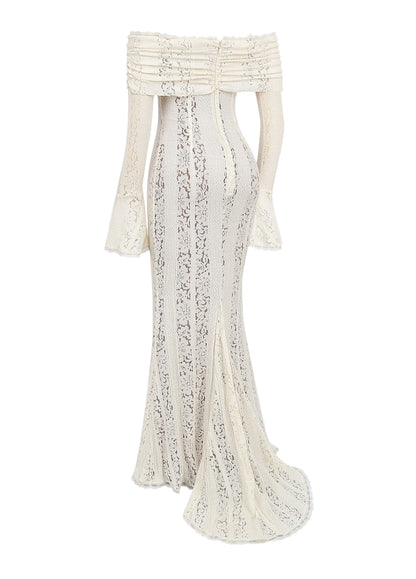Damska Koronkowa Sukienka Maxi | Elegancka Biała Sukienka na Specjalne Okazje