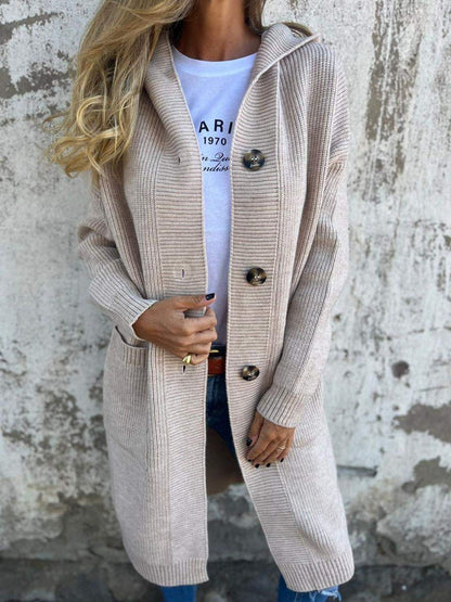 Damski Miękki Kardigan z Guzikami | Elegancki Długi Sweter na Jesień i Zimę