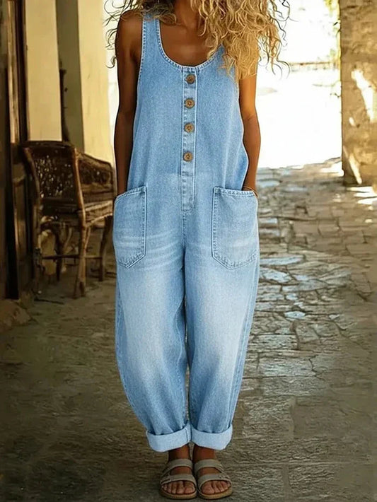Kobieta's Wygodny Dżinsowy Kombinezon | Stylowy Oversize na Co Dzień