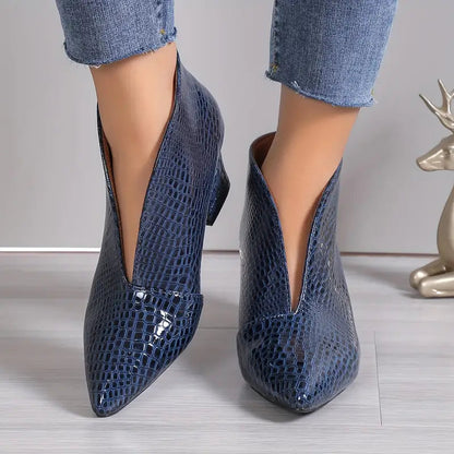 Luz™ | Damskie teksturowane botki z zakrzywionym krojem i średnim obcasem | Elegancki styl i komfort na co dzień 3