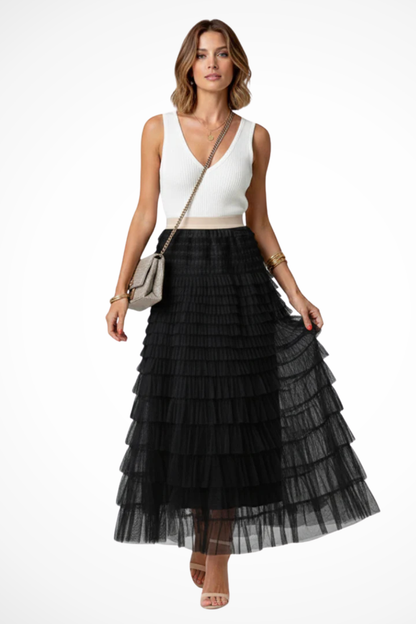 Olivia | Elegancka Rozkloszowana Spódnica Midi z Tiulu 5