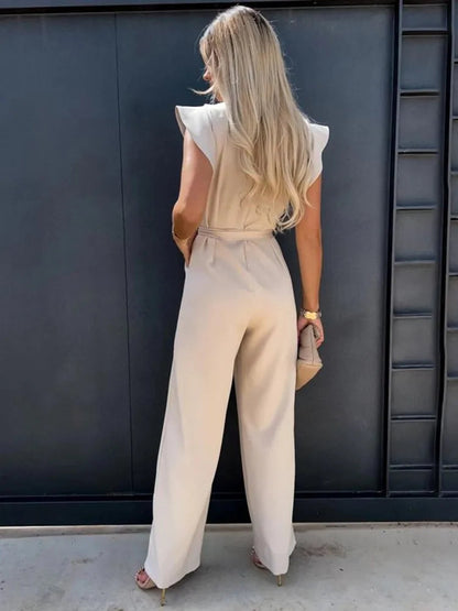 Stylowy Kombinezon Damski z Falbankami i Regulowanym Paskiem | Elegancki Krój na Różne Okazje