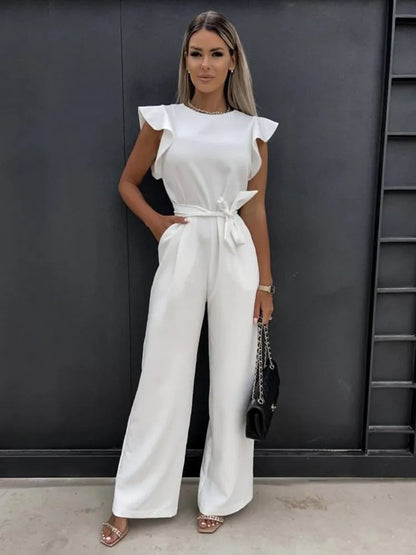Stylowy Kombinezon Damski z Falbankami i Regulowanym Paskiem | Elegancki Krój na Różne Okazje