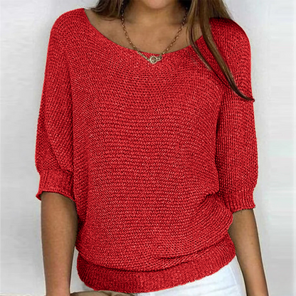 Stylowy Top Damski | Elegancki Top Damski z Długim Rękawem i Teksturowanej Dzianiny | Wygodny na Każdą Okazję