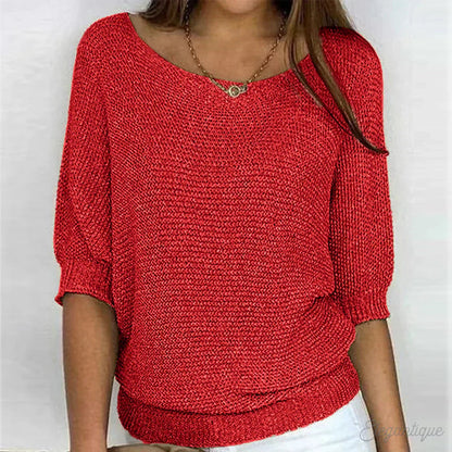 Stylowy Top Damski | Elegancki Top Damski z Długim Rękawem i Teksturowanej Dzianiny | Wygodny na Każdą Okazję