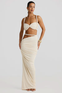 Stylowy Zestaw Damski | Komplet Top i Spódnica Maxi z Asymetrycznym Wycięciem dla Eleganckiego Looku
