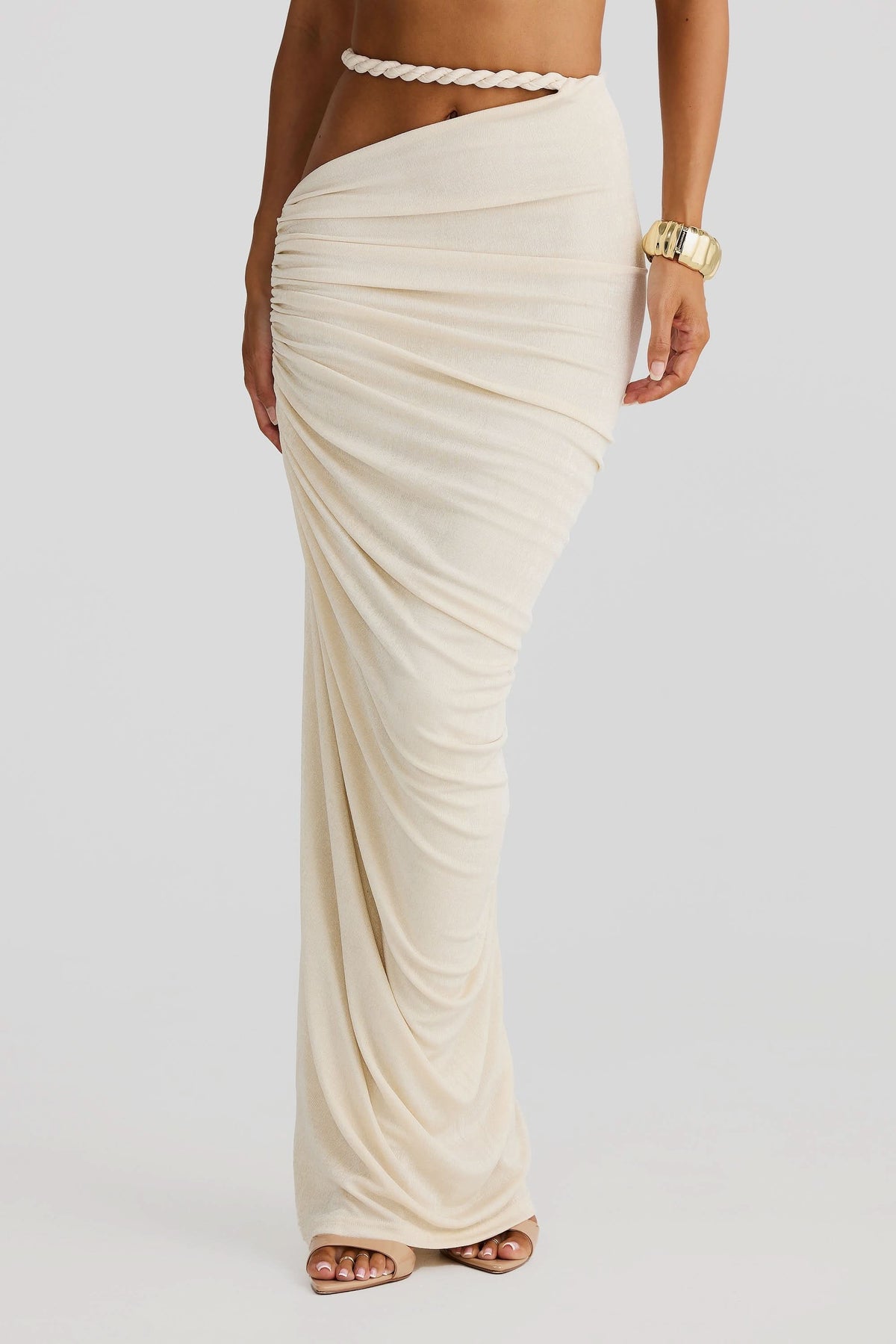 Stylowy Zestaw Damski | Komplet Top i Spódnica Maxi z Asymetrycznym Wycięciem dla Eleganckiego Looku