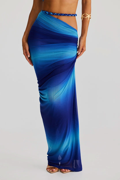 Stylowy Zestaw Damski | Komplet Top i Spódnica Maxi z Asymetrycznym Wycięciem dla Eleganckiego Looku