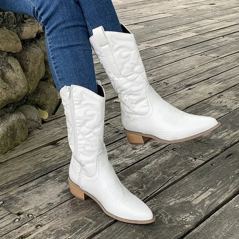 Genewa | Eleganckie Kowbojskie Botki z Metalu